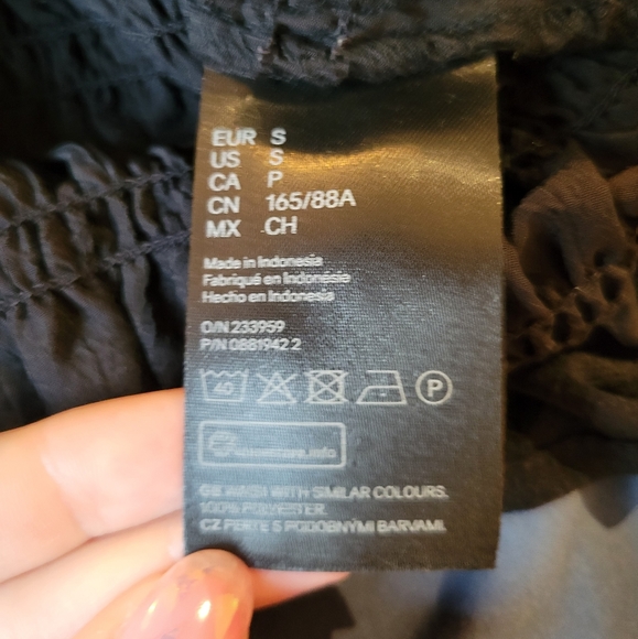 Black Shirred Peasant Top - Picture 3 of 3